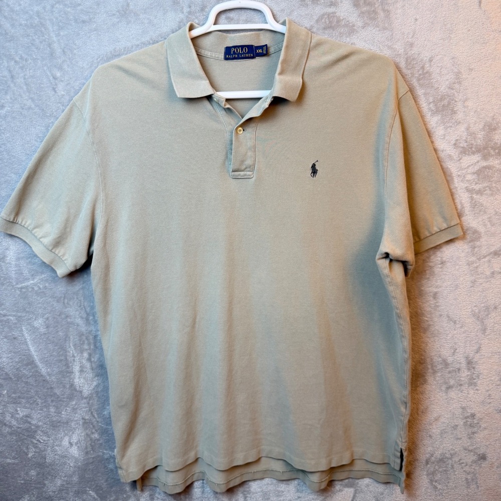 Polo Ralph Lauren Polo‎ Shirt Mens XXL Tan Khaki Short Sleeve Pique Pony Preppy
